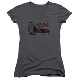 Juniors Sheer Cap Sleeve V-Neck