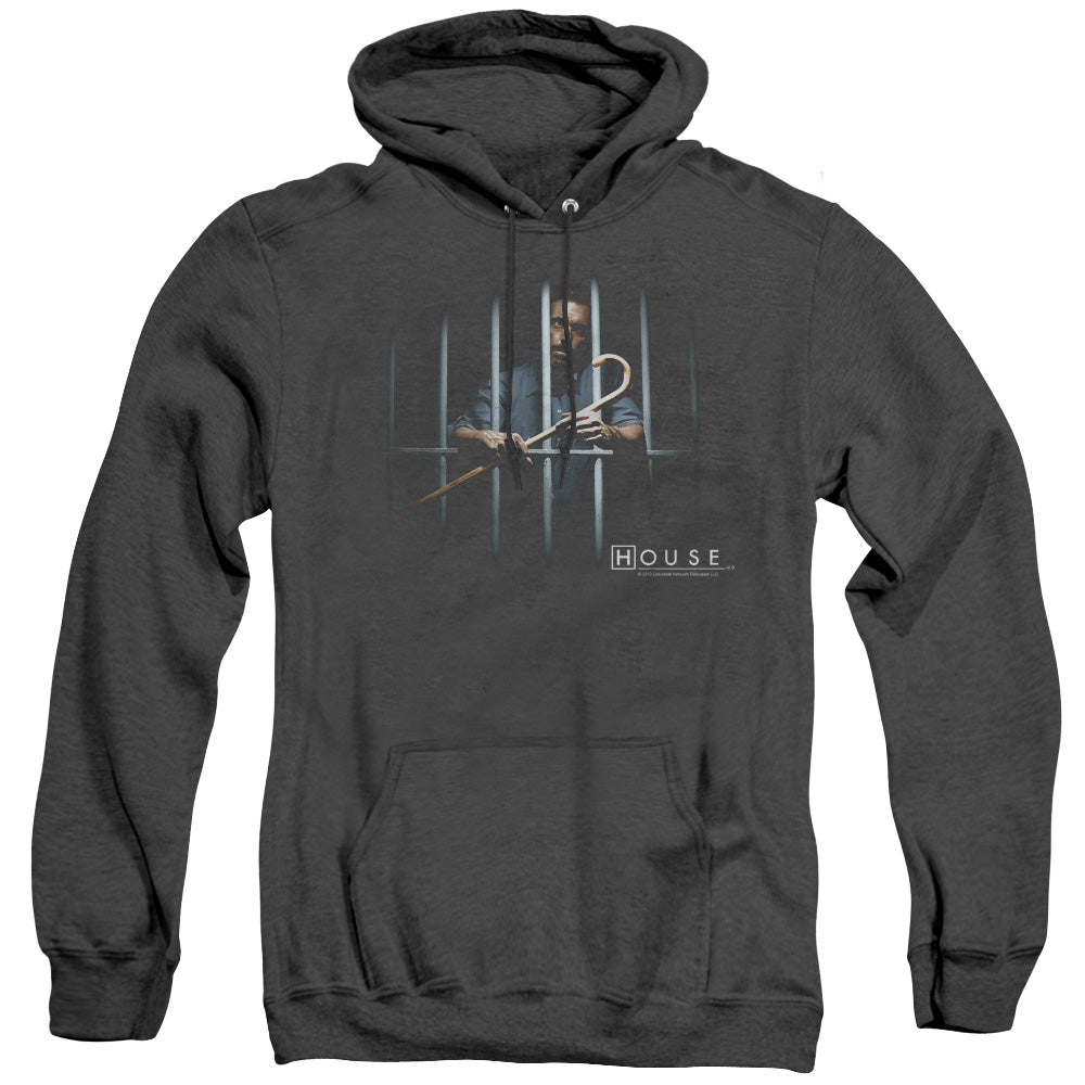 House/behind Bars - Adult Heather Hoodie - Black