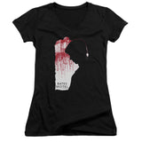 Juniors Sheer Cap Sleeve V-Neck