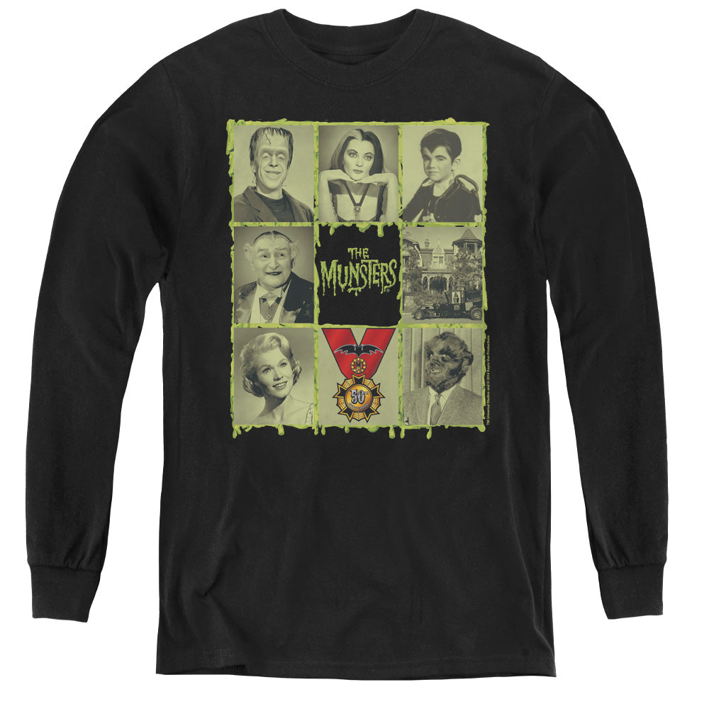 The Munsters/blocks-youth Long Sleeve Tee-black