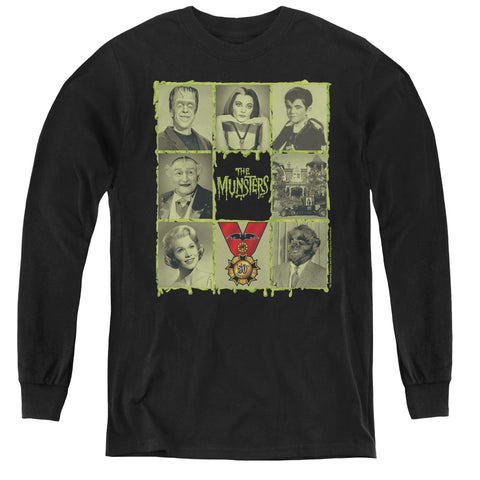 The Munsters/blocks-youth Long Sleeve Tee-black
