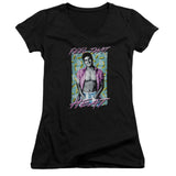 Juniors Sheer Cap Sleeve V-Neck