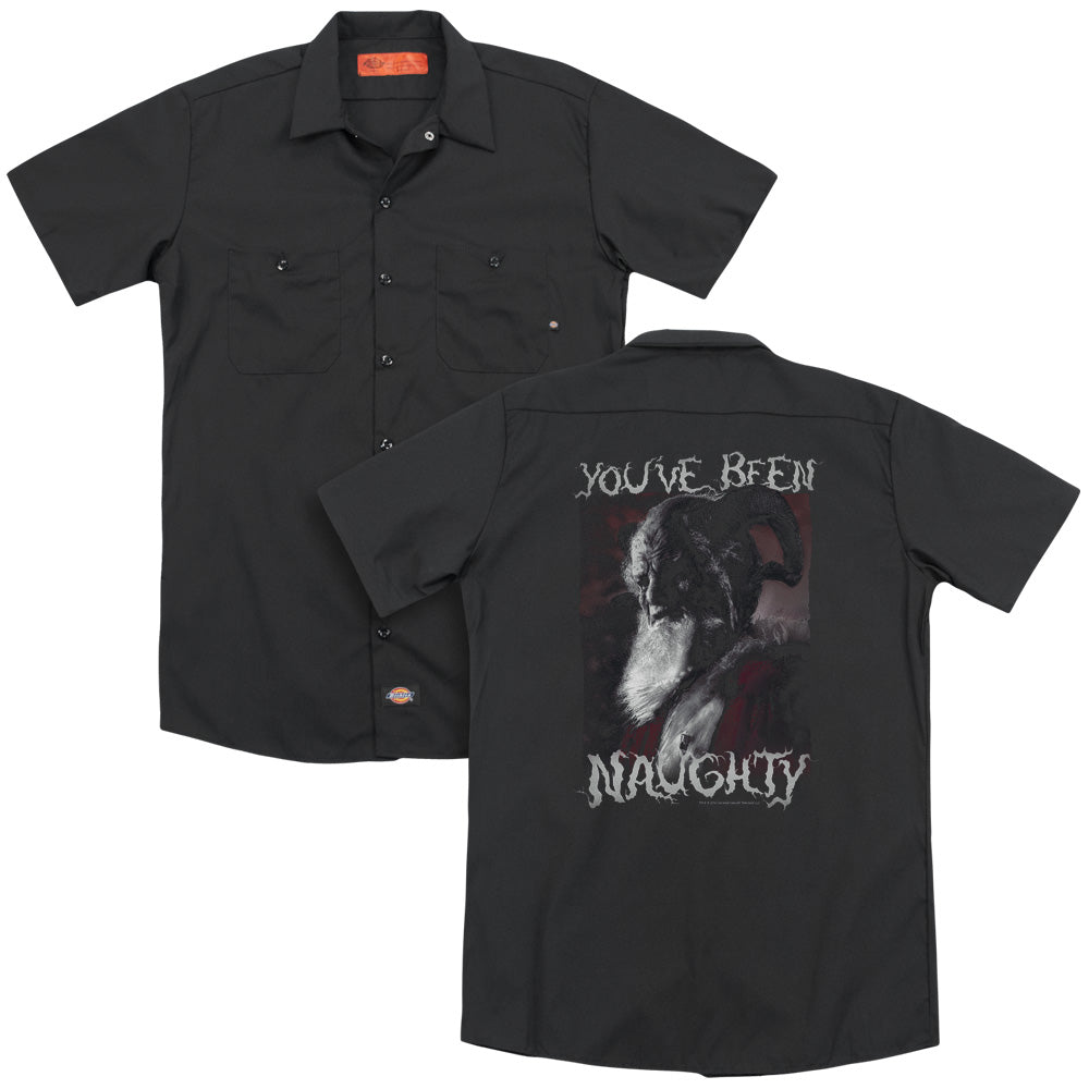 Grimm/merry Krampus (back Print) - Adult Work Shirt - Black
