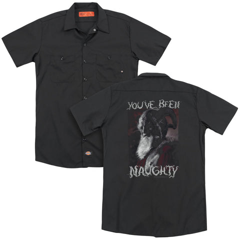 Grimm/merry Krampus (back Print) - Adult Work Shirt - Black