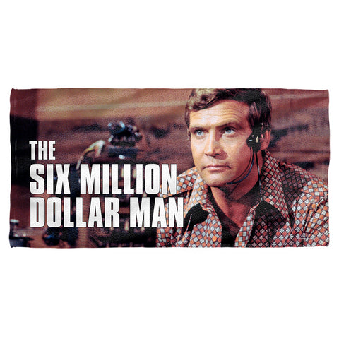 Six Million Dollar Man/steve Austim-cotton Front / Poly Back Beach Towel-white