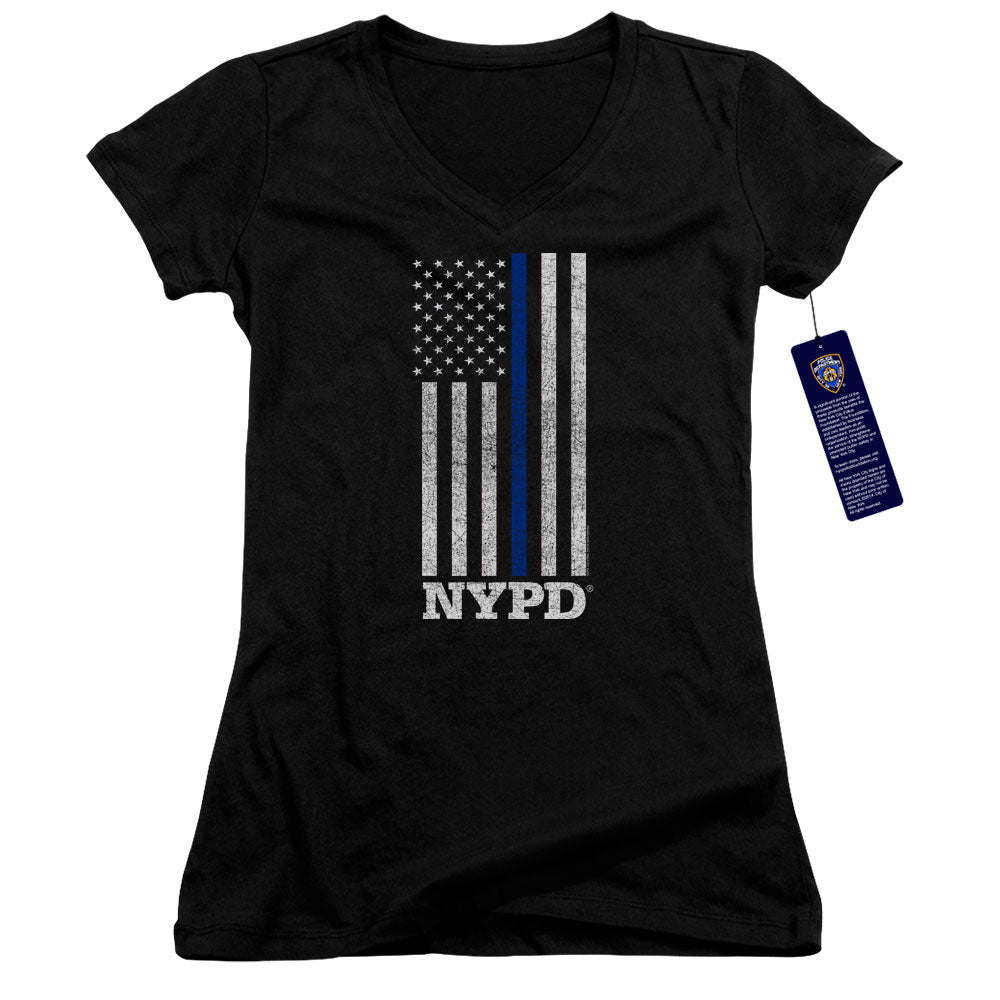 New York City/thin Blue Line-junior V-neck-black