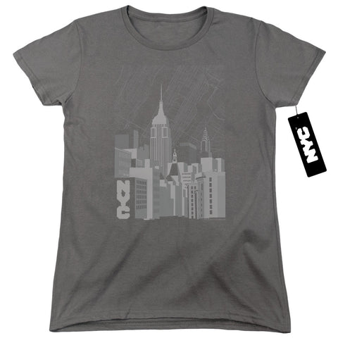 New York City/manhattan Monochrome-s/s Women's Tee-charcoal