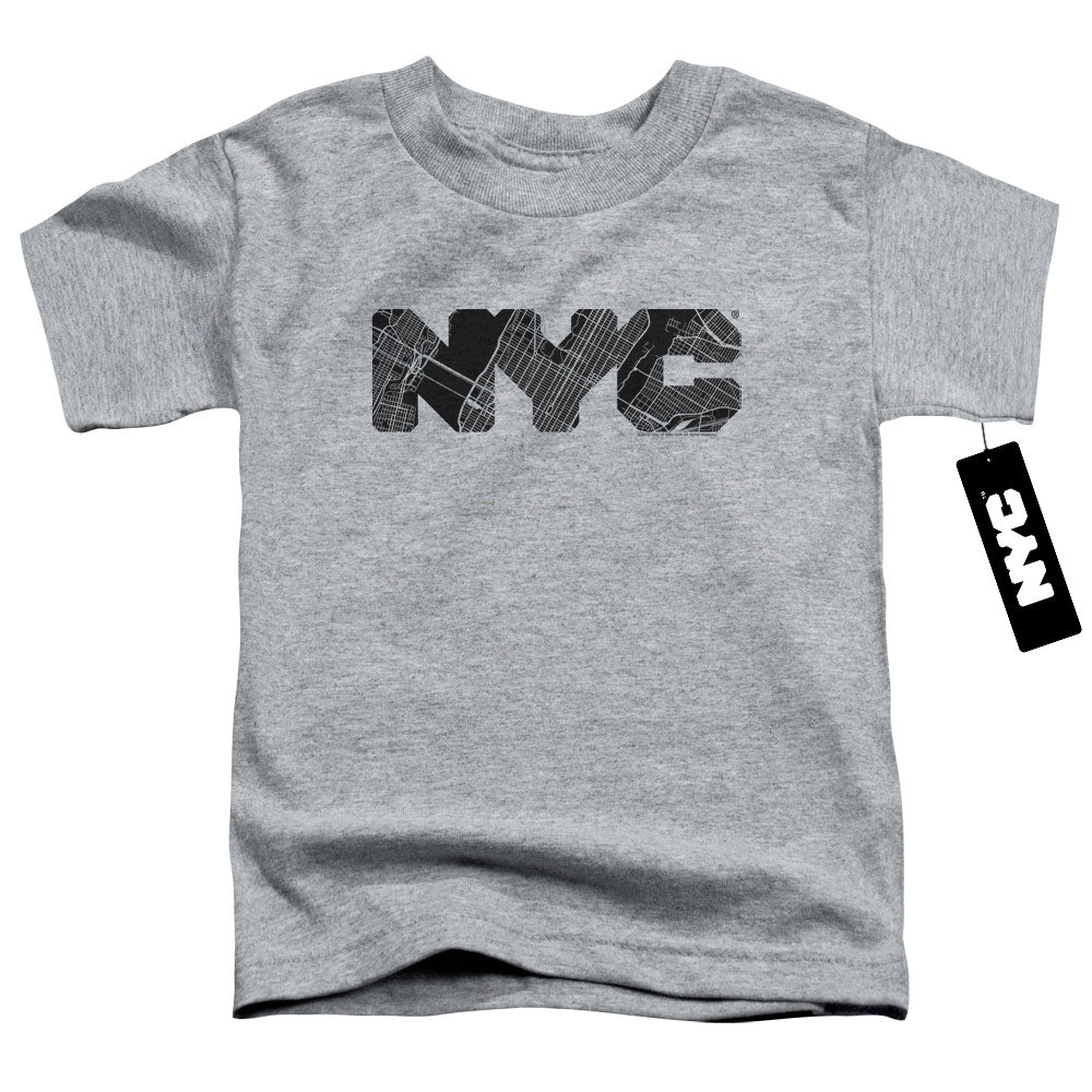 New York City/nyc Map Fill-s/s Toddler Tee-athletic Heather