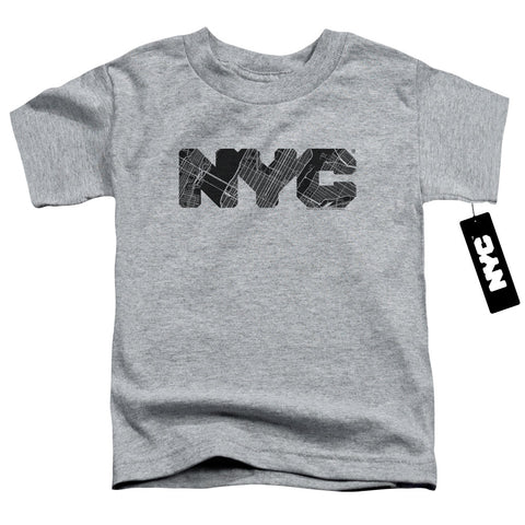 New York City/nyc Map Fill-s/s Toddler Tee-athletic Heather