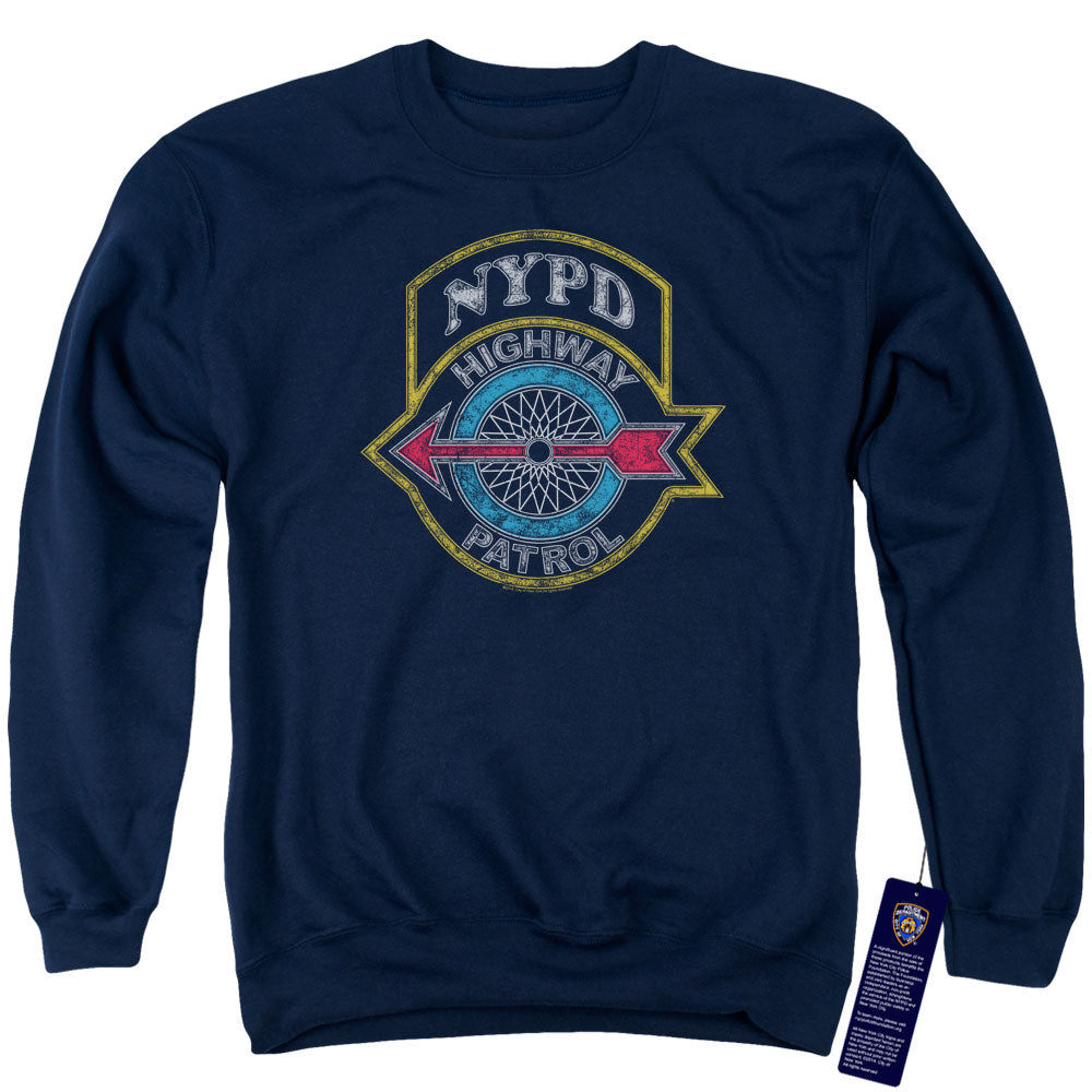 New York City/highway Patrol-adult Crewneck Sweatshirt-navy