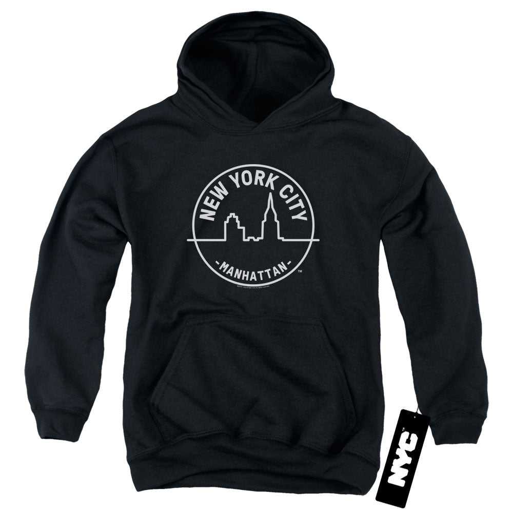 New York City/see Nyc Manhattan-youth Pull-over Hoodie-black