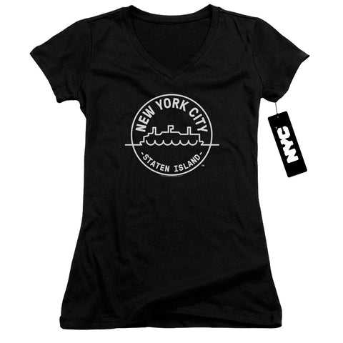 New York City/see Nyc Staten Island-junior V-neck-black