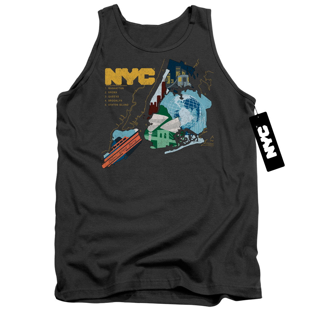 New York City/five Boroughs-adult Tank-charcoal