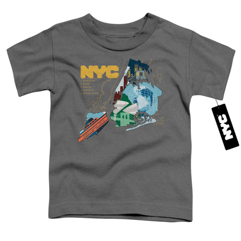 New York City/five Boroughs-s/s Toddler Tee-charcoal