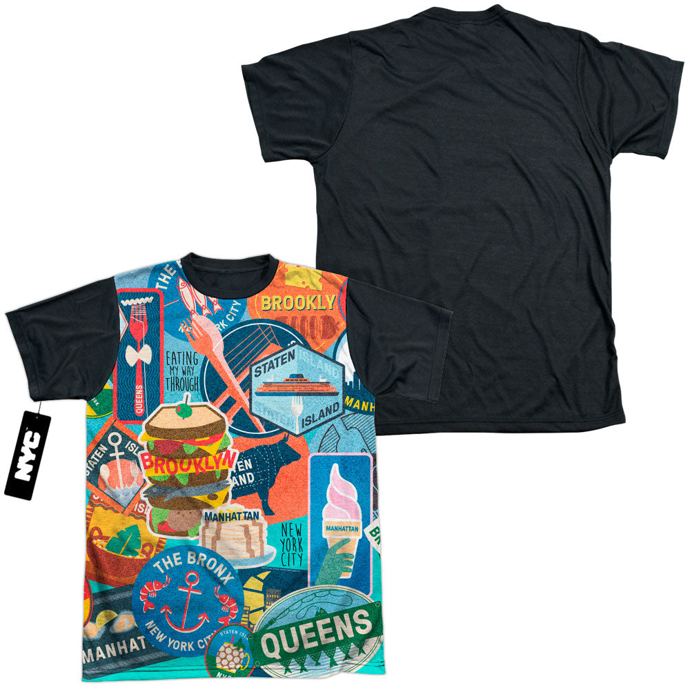 New York City/eating Nyc-s/s Adult White Front Black Back  -white