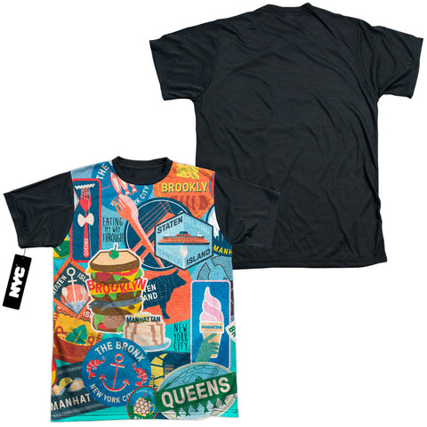 New York City/eating Nyc-s/s Adult White Front Black Back  -white