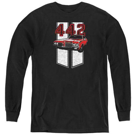 Oldsmobile/442-youth Long Sleeve Tee-black