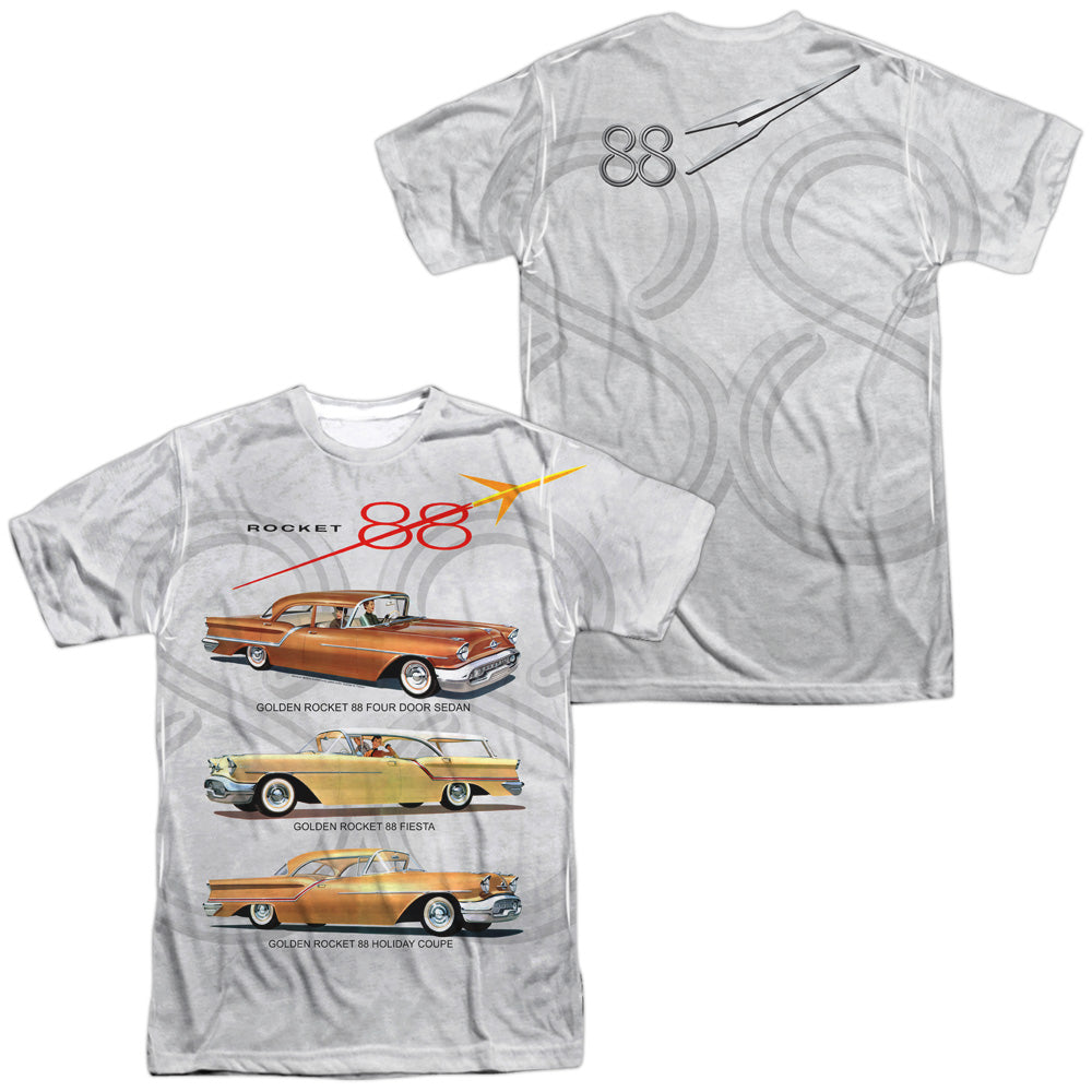 Oldsmobile/rocket Line (front/back Print)-s/s Adult Poly Crew-white
