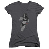 Juniors Sheer Cap Sleeve V-Neck