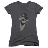 Juniors Sheer Cap Sleeve V-Neck