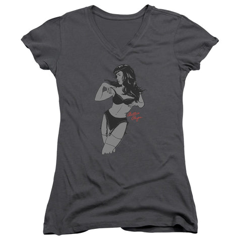 Juniors Sheer Cap Sleeve V-Neck