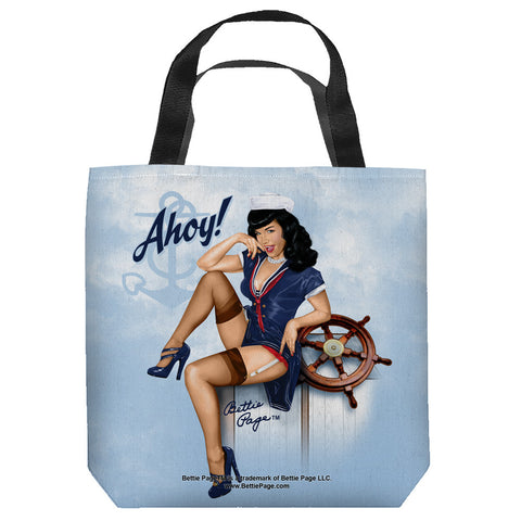 BETTIE PAGE-AHOY - TOTE BAG - 18X18