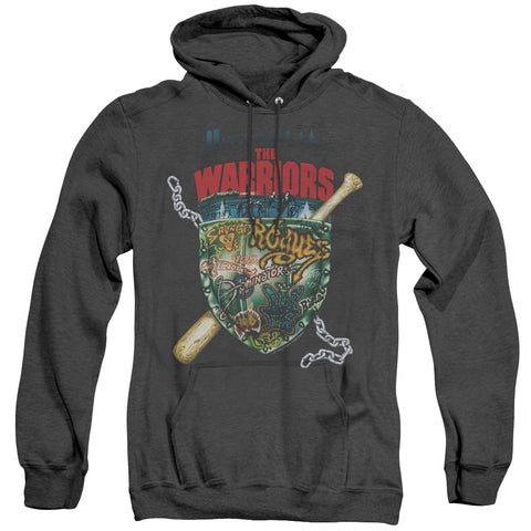 Warriors/shield - Adult Heather Hoodie - Black