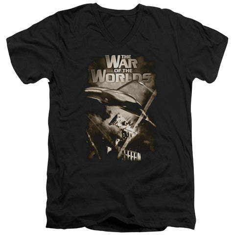 War Of The Worlds/death Rays - S/s Adult V-neck - Black