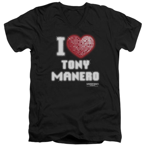 Saturday Night Fever/i Heart Tony - S/s Adult V-neck - Black