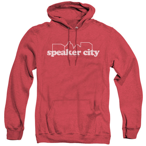 Old School/speaker City Logo - Adult Heather Hoodie - Red