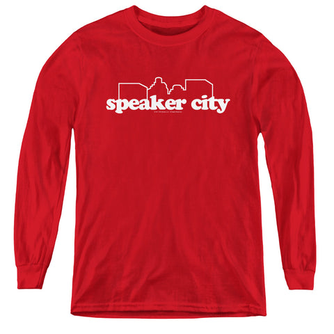 Old School/speaker City Logo - Youth Long Sleeve Tee - Red