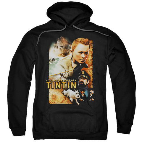Tintin/adventure Poster-adult Pull-over Hoodie-black