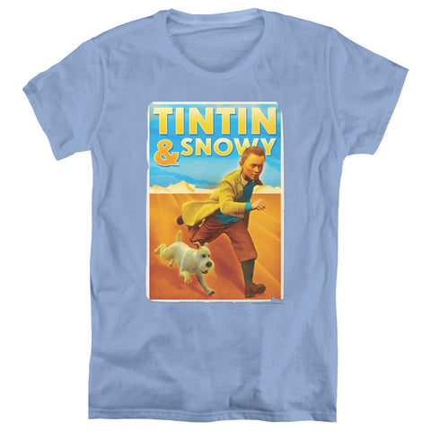 Tintin/tintin & Snowy - S/s Womens Tee - Carolina Blue