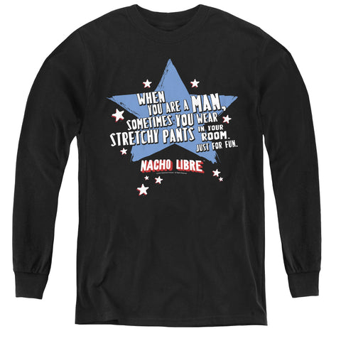 Nacho Libre/stetchy Pants - Youth Long Sleeve Tee - Black