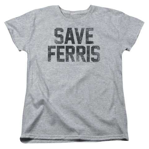 Ferris Bueller/save Ferris-s/s Womens Tee-athletic Heather