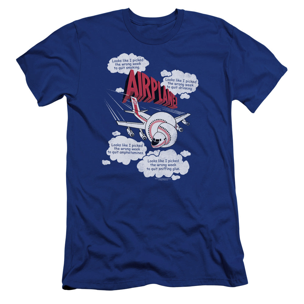 Airplane/picked The Wrong Day-premuim Canvas Adult Slim Fit 30/1-royal Blue
