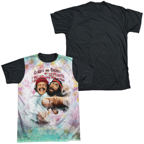Up In Smoke/fried Tie Dyed-s/s Adult White Front Black Back  -white