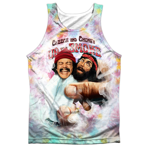 Up In Smoke/fried Tie Dyed - Adult 100% Poly Tank Top - White