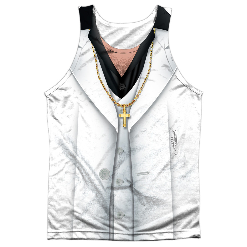 Saturday Night Fever/leisure Suit-adult 100% Poly Tank Top-white