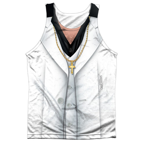 Saturday Night Fever/leisure Suit-adult 100% Poly Tank Top-white
