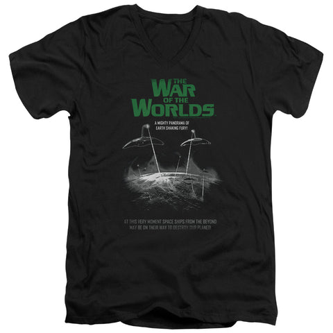 War Of The Worlds/attack Poster-s/s Adult V-neck 30/1-black