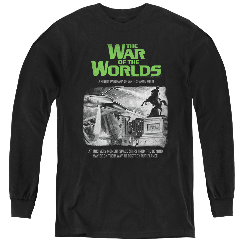War Of The Worlds/attack People Poster-youth Long Sleeve Tee-black