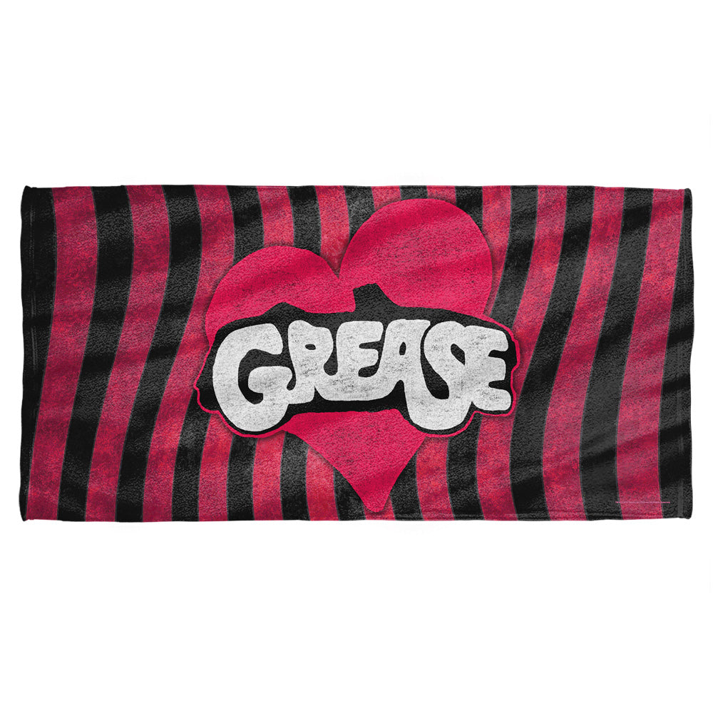 Grease/groove-cotton Front / Poly Back Beach Towel-white