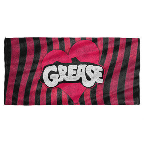 Grease/groove-cotton Front / Poly Back Beach Towel-white
