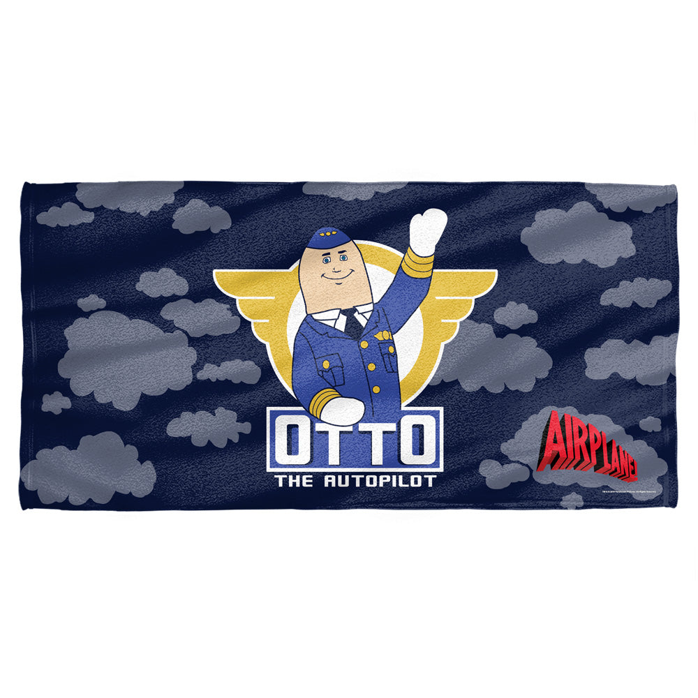 Airplane/otto-cotton Front / Poly Back Beach Towel-white