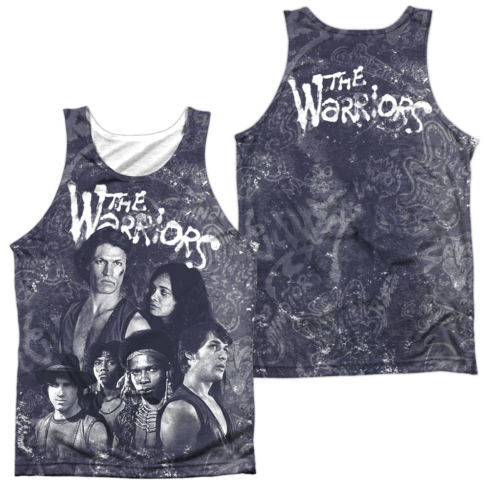 Warriors/moody Streets (front/back Print)-adult 100% Poly Tank Top-white