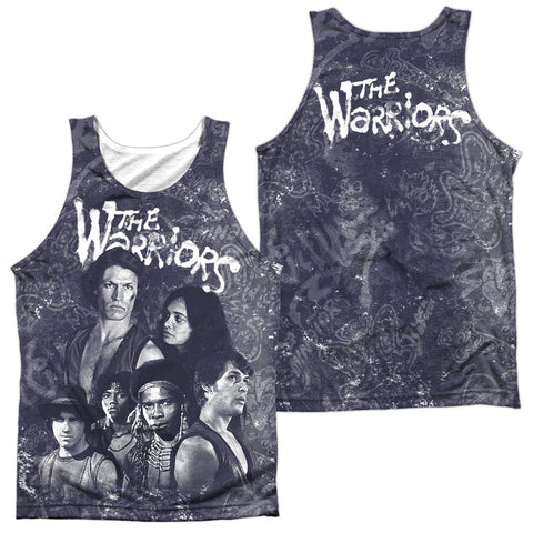 Warriors/moody Streets (front/back Print)-adult 100% Poly Tank Top-white
