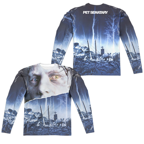 Pet Sematary/poster (front/back Print)-l/s Adult Poly Crew -white