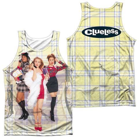 Clueless/clueless Plaid (front/back Print)-adult Poly Tank Top-white