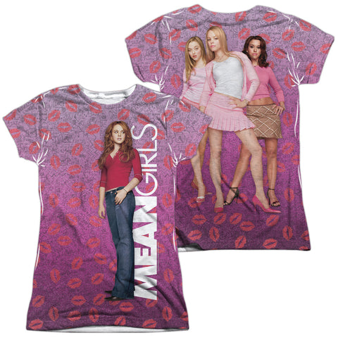 Mean Girls/mean Girls (front/back Print)-s/s Junior Poly Crew-white